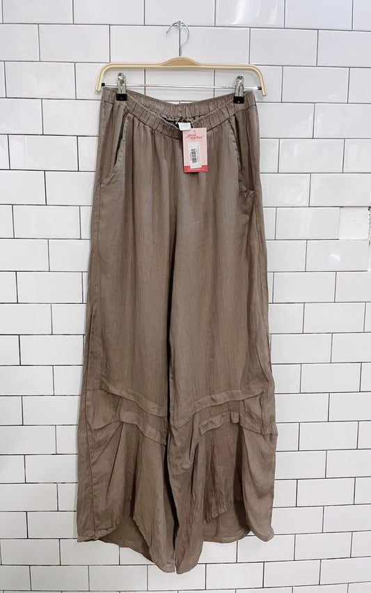 match point made in usa linen wide leg pants
