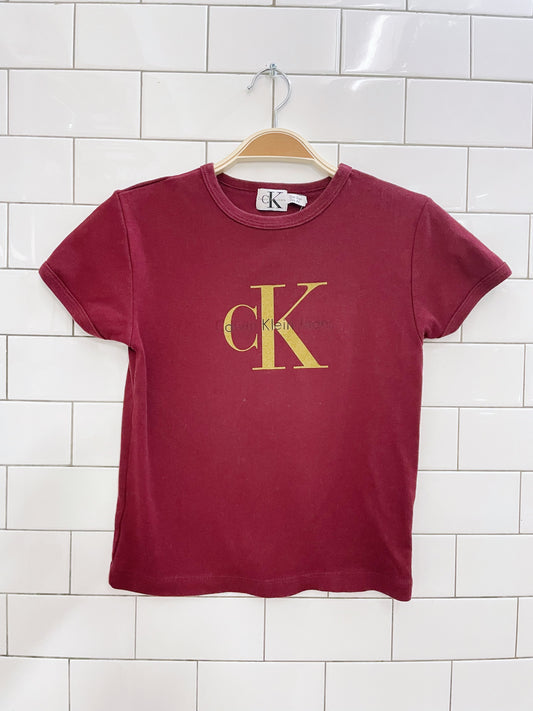 vintage 90s calvin klein logo baby rib tee