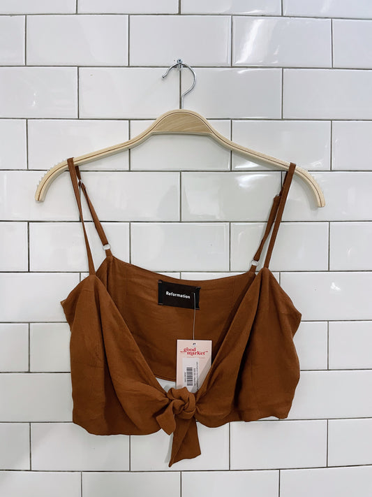 reformation tie front cropped tank