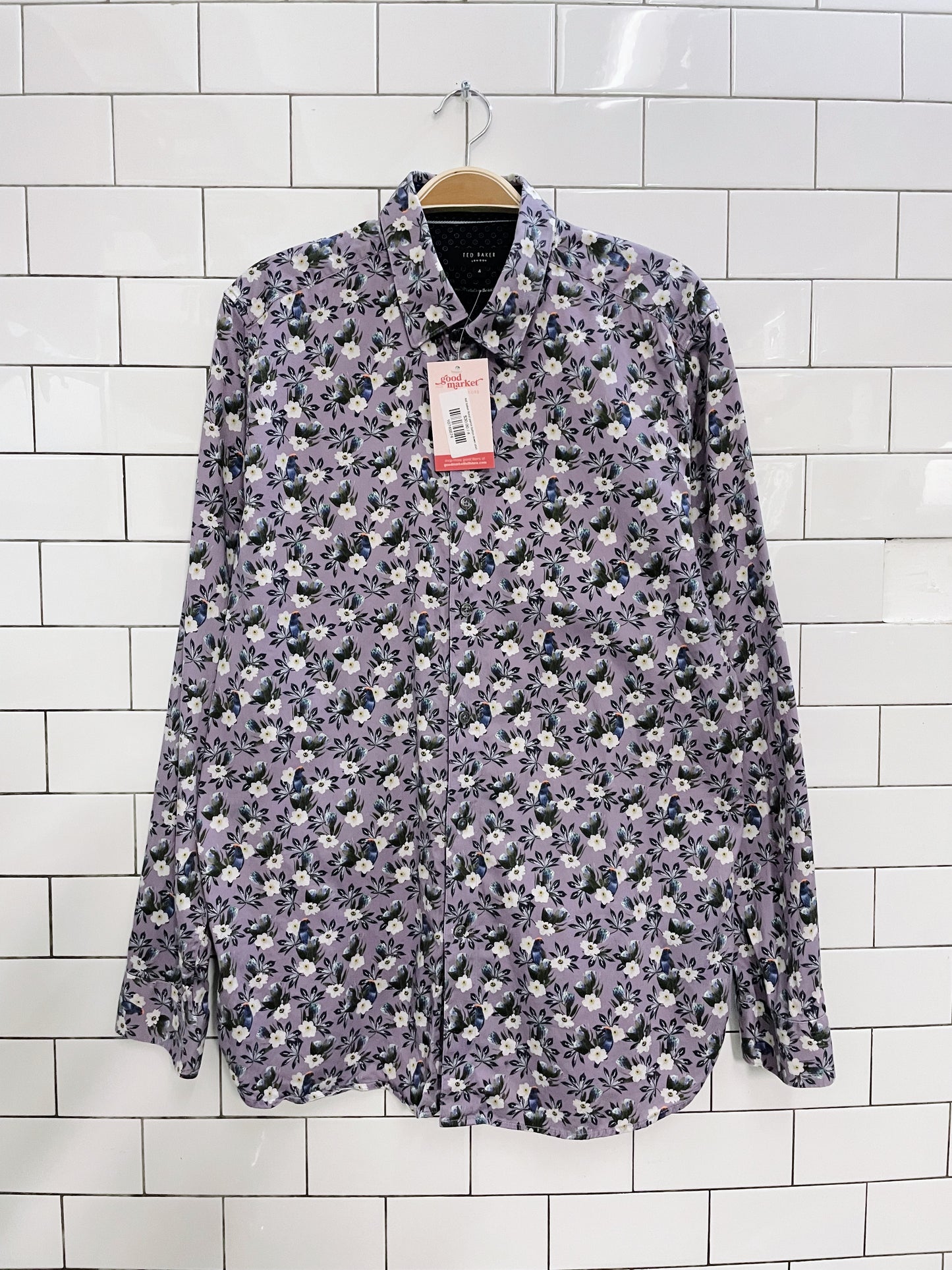 ted baker floral parrot button down shirt