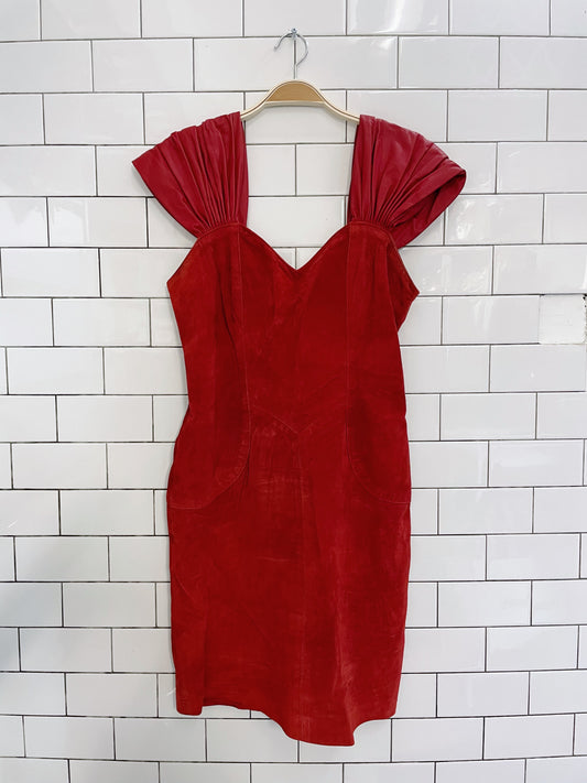 vintage the leather ranch red sweetheart mini dress
