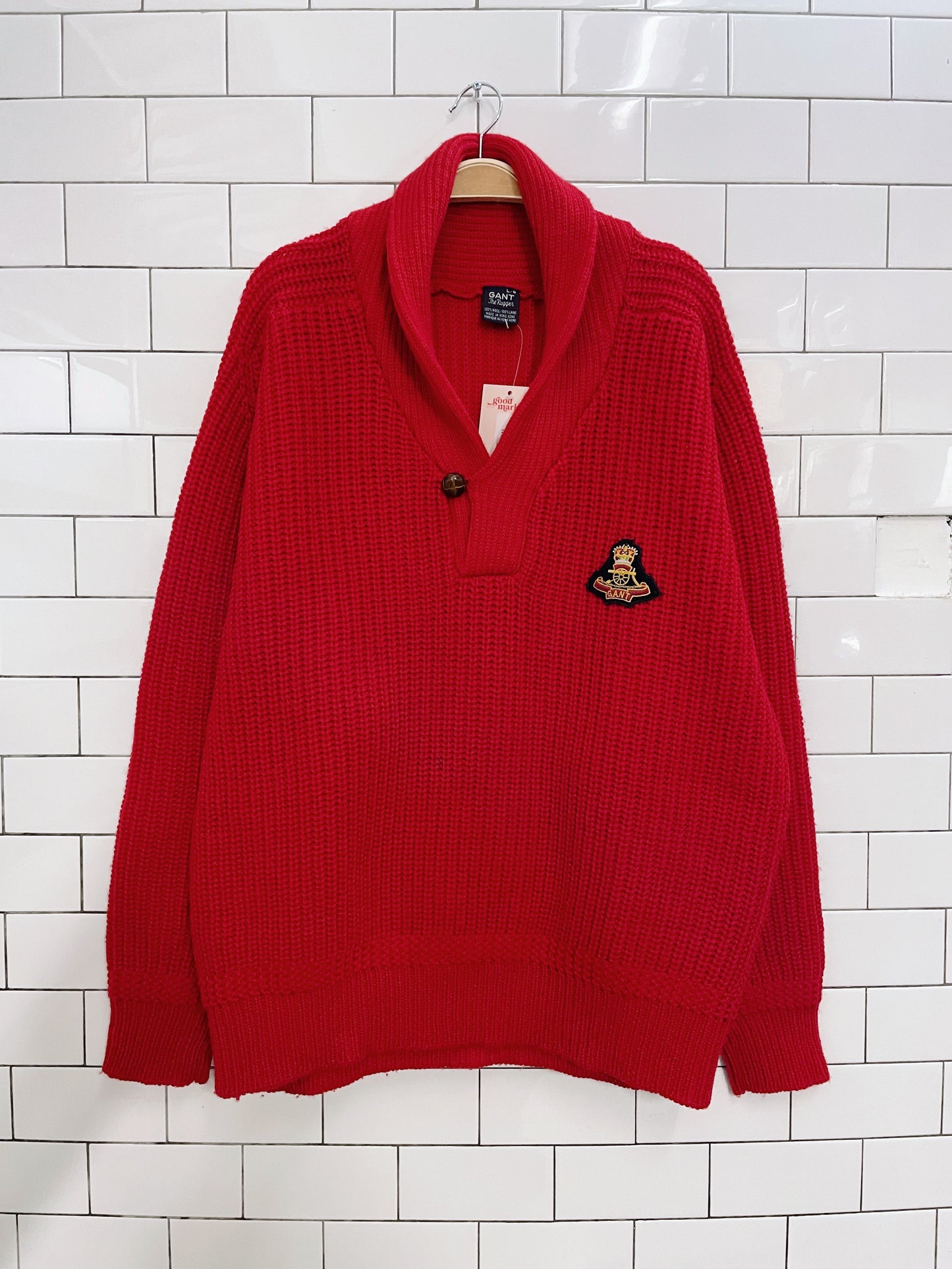 vintage 80s gant the rugger wool crest pullover