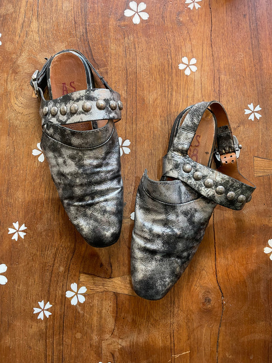 A.S. 98 metallic slip on leather shoes