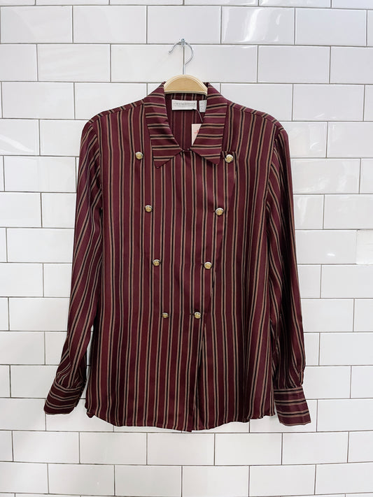 vintage liz claiborne 100% silk double breasted blouse