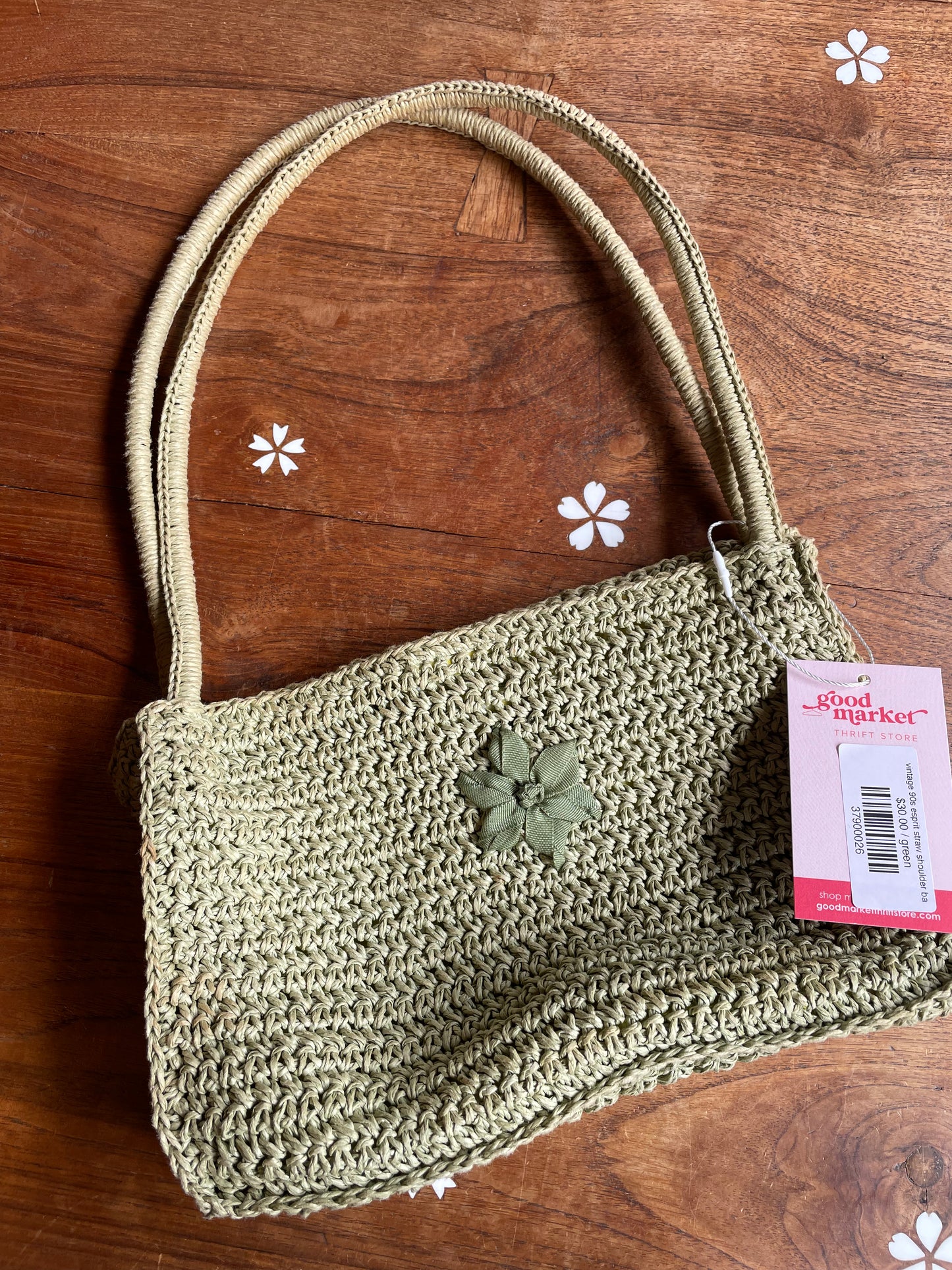 vintage 90s esprit straw shoulder bag