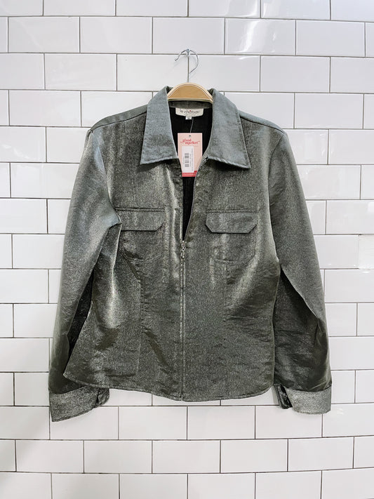 vintage 00s le chateau silver zip jacket
