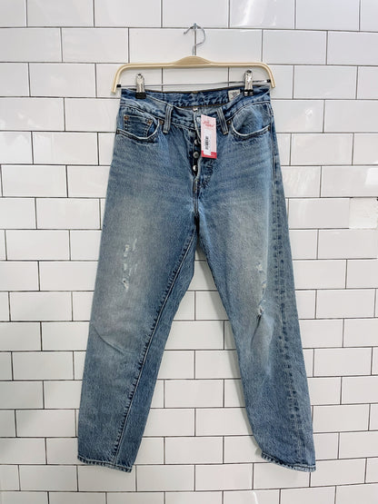 levi's button fly high rise white oak wedgie jeans