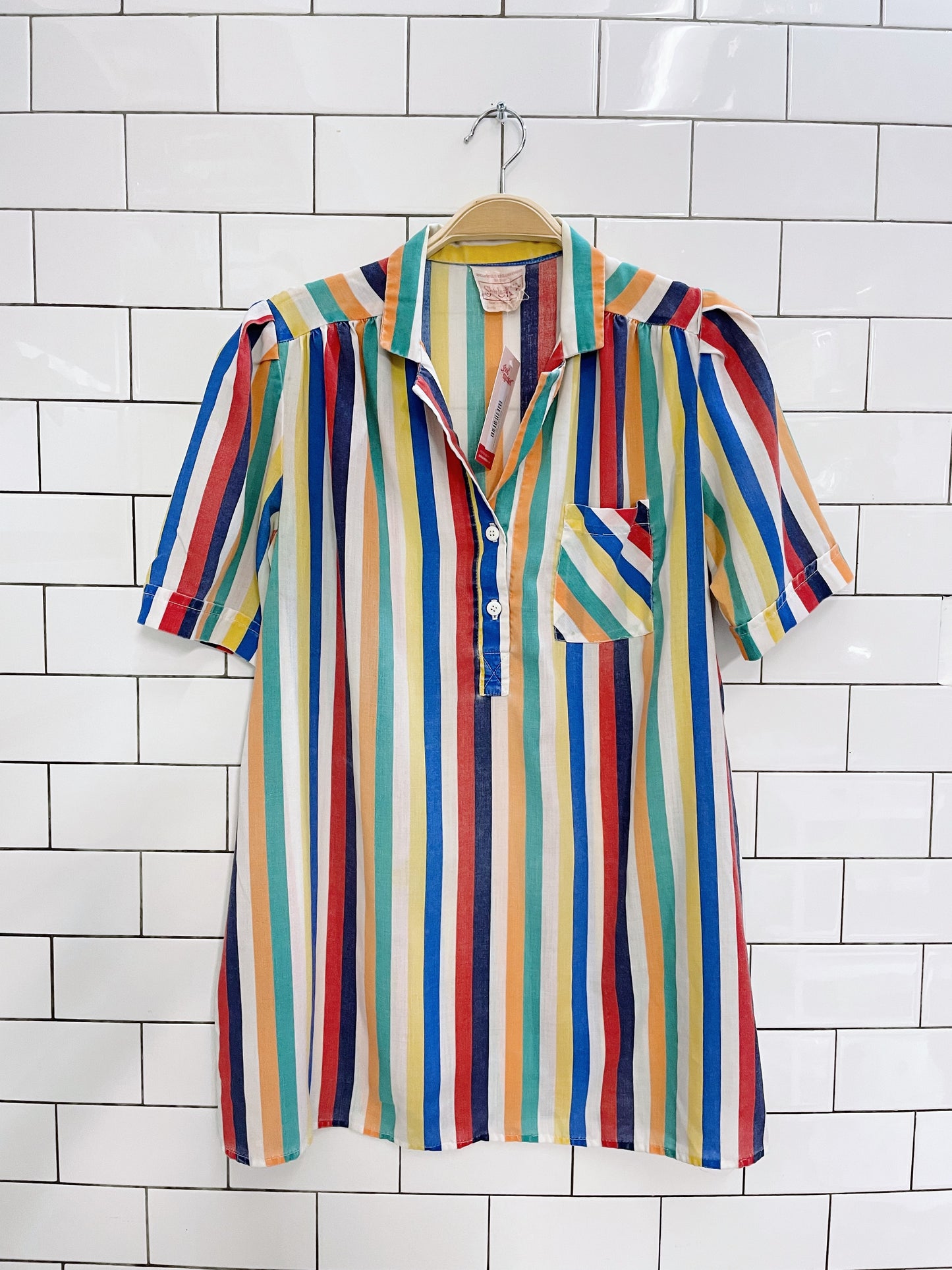 vintage 70s shirley k rainbow stripe shirt