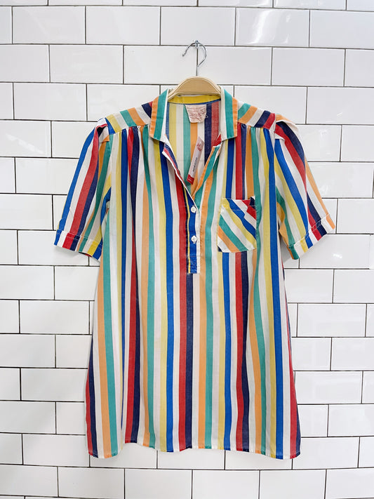 vintage 70s shirley k rainbow stripe shirt