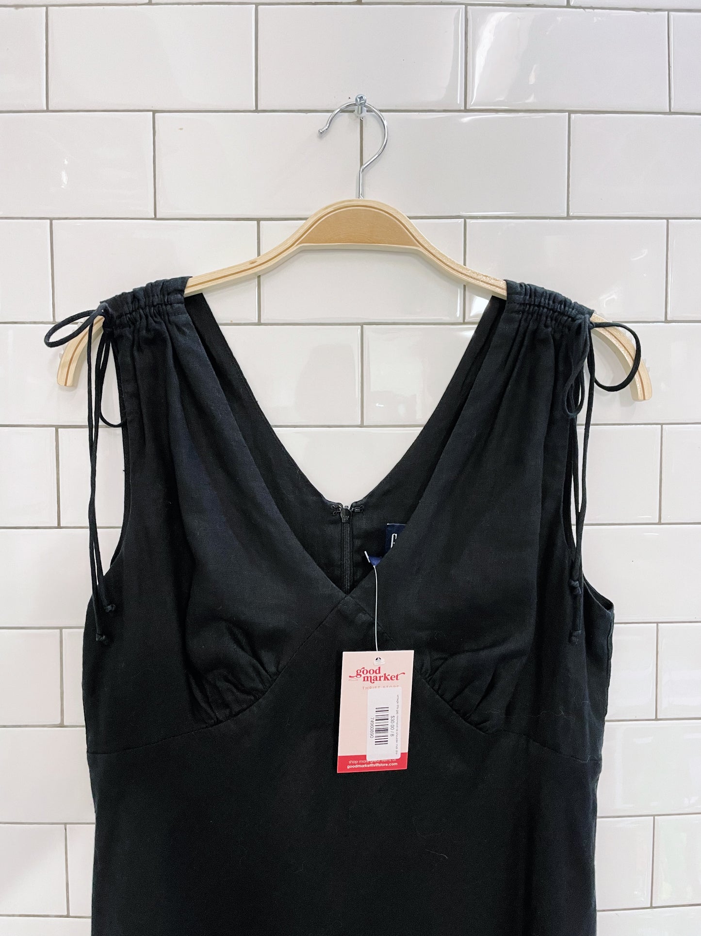 vintage 00s gap minimalist tie shoulder midi dress