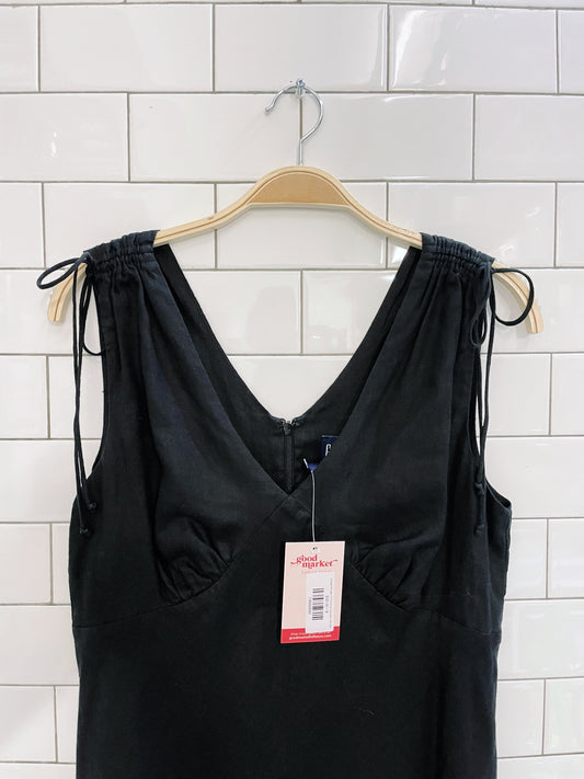 vintage 00s gap minimalist tie shoulder midi dress