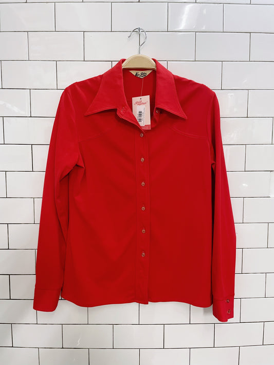 vintage 60s kay silver poly knit button down