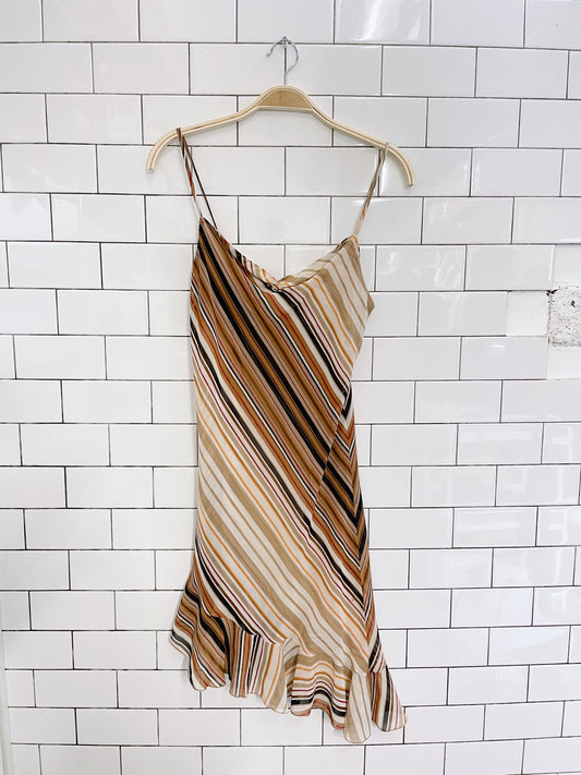 vintage 00s chiffon angle stripe midi dress