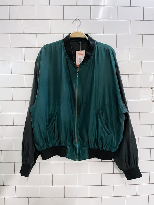 vintage palace green black silk bomber jacket