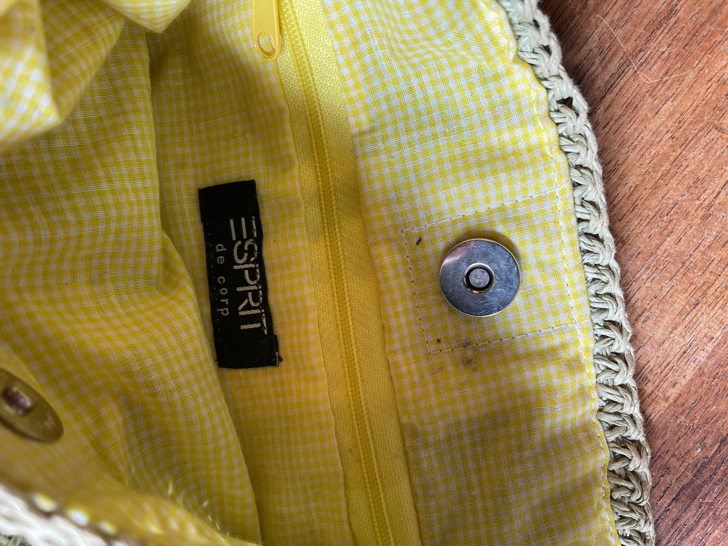 vintage 90s esprit straw shoulder bag