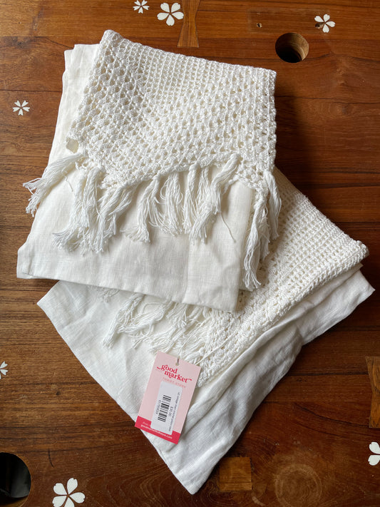 x2 vintage linen crochet pillow cases