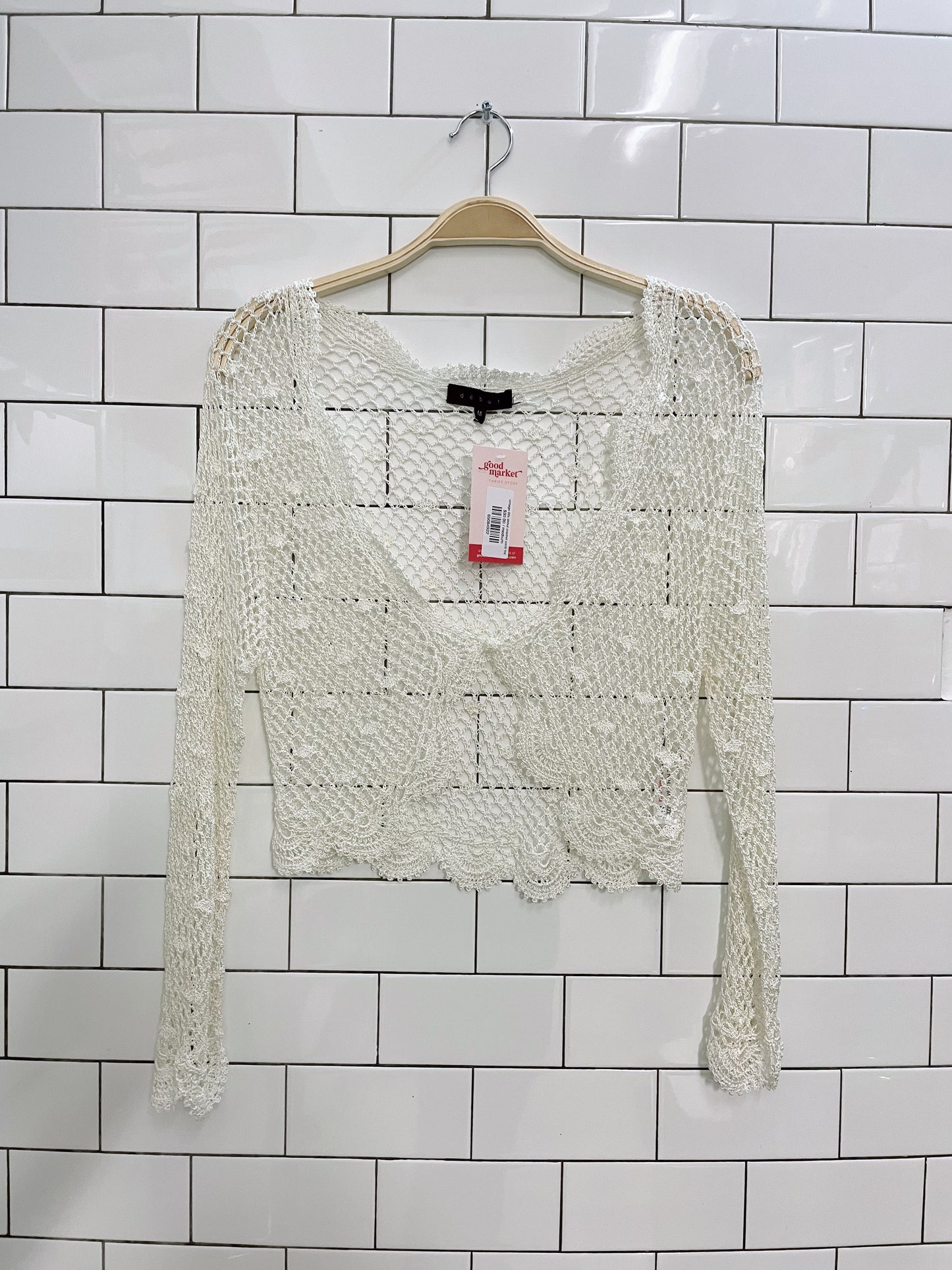 vintage 00s debut crochet cardi top