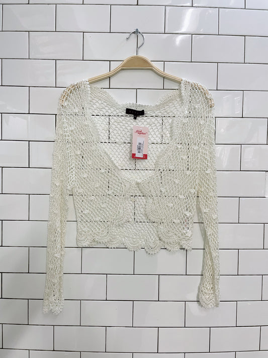 vintage 00s debut crochet cardi top