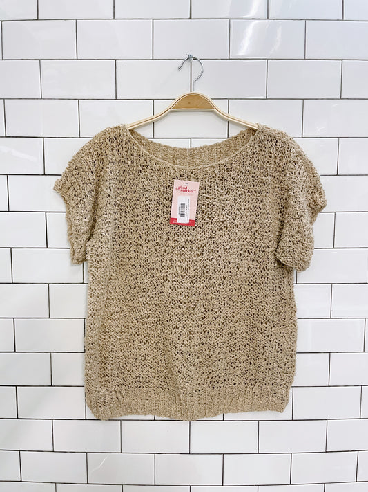 vintage loose knit neutral summer top