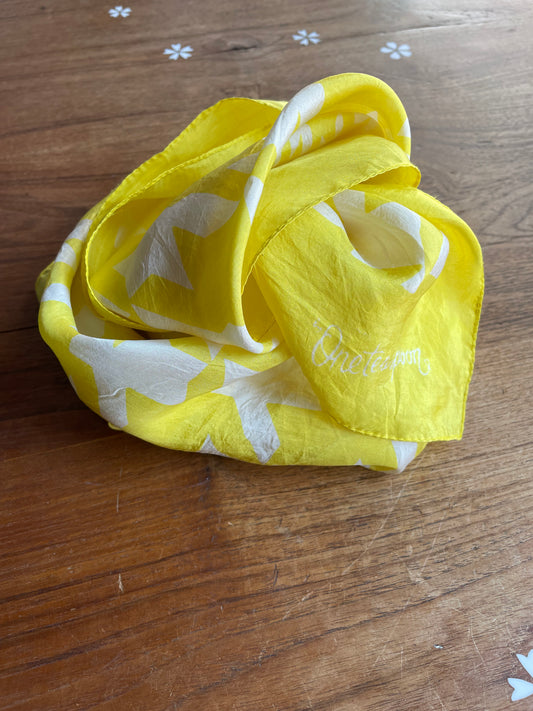 one teaspoon yellow houndstooth silk scarf