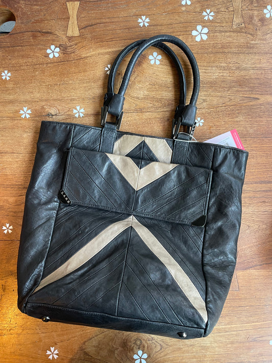 l.a.m.b. leather chevron panel tote bag