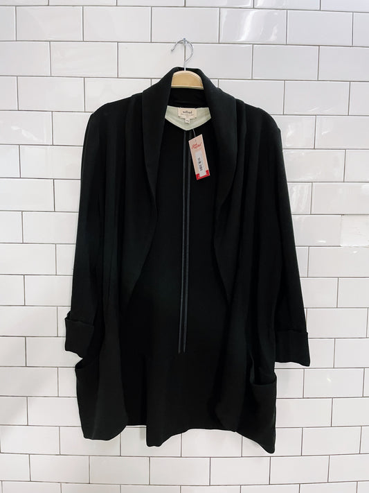 wilfred black chevalier crepe open blazer
