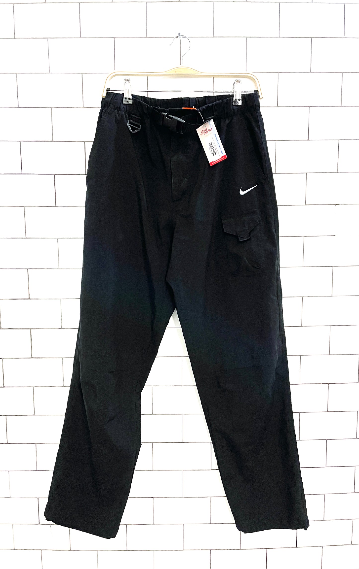 vintage nike black buckle waist utility pants