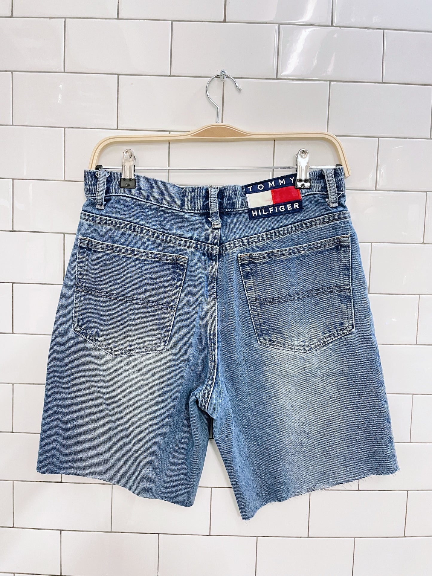 vintage tommy high rise denim long shorts