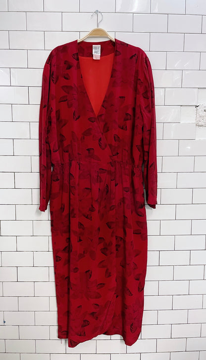 vintage 90s robert james floral wrap long sleeve dress