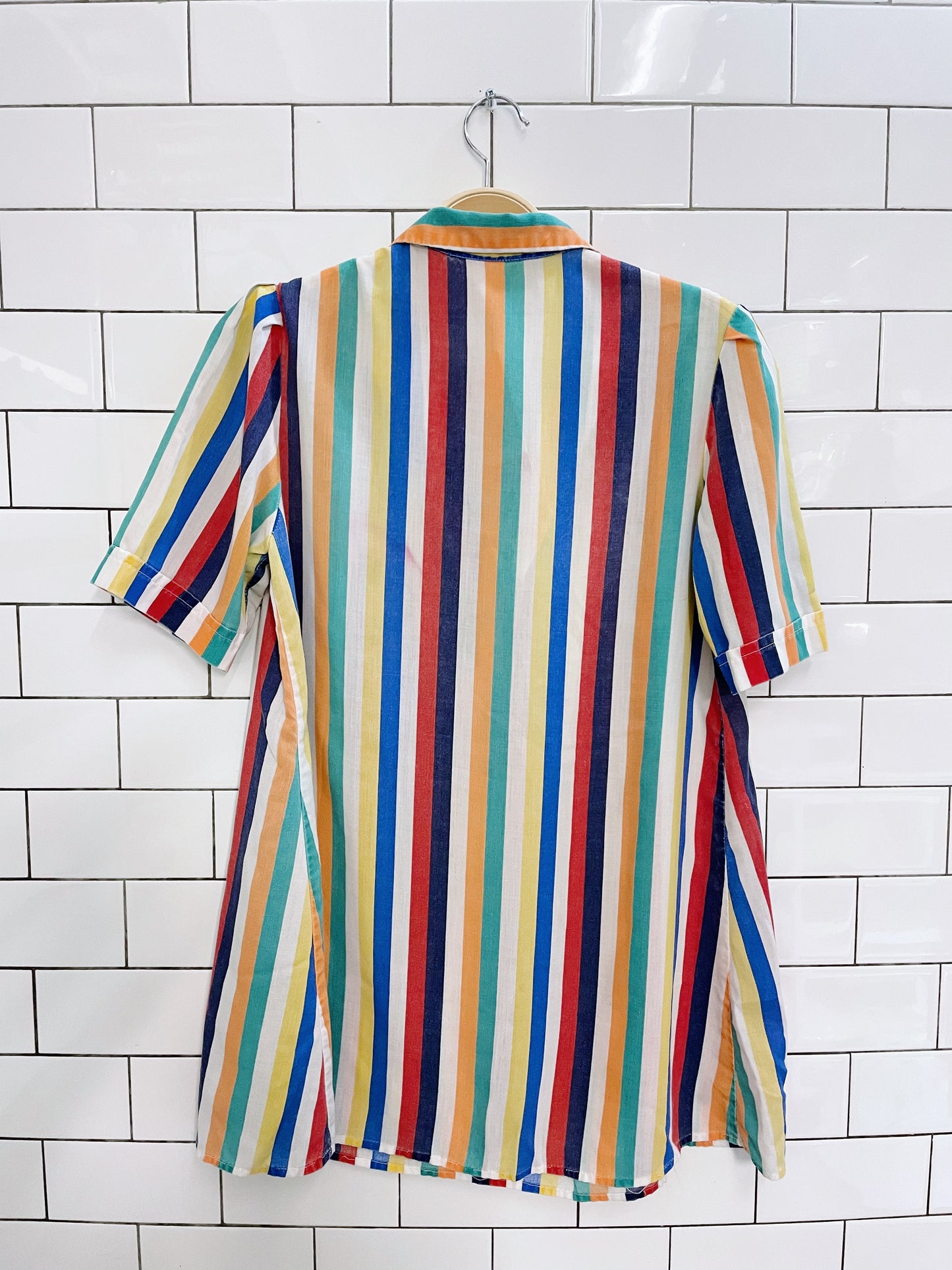 vintage 70s shirley k rainbow stripe shirt