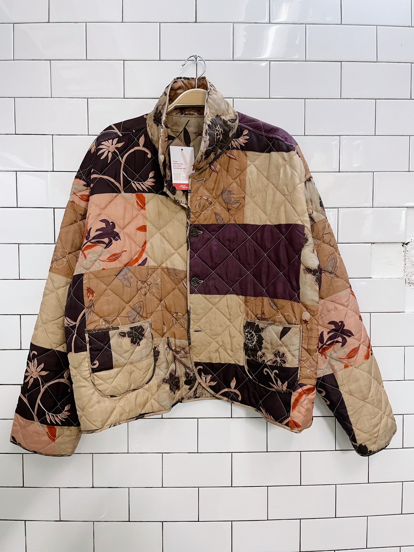 vintage 100% silk reversible quilted jacket