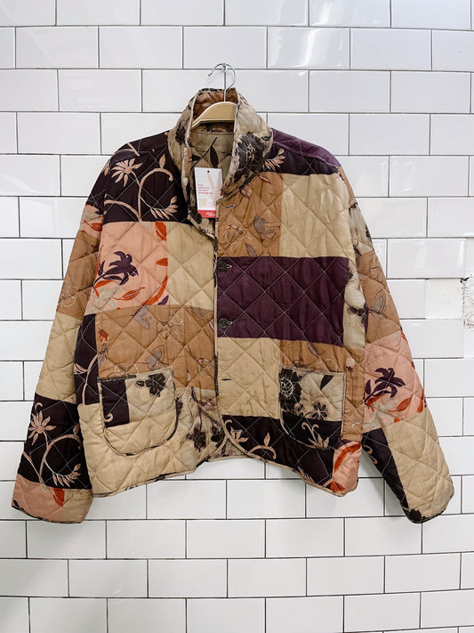 vintage 100% silk reversible quilted jacket