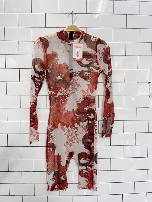 fashion nova sheer dragon babe romper