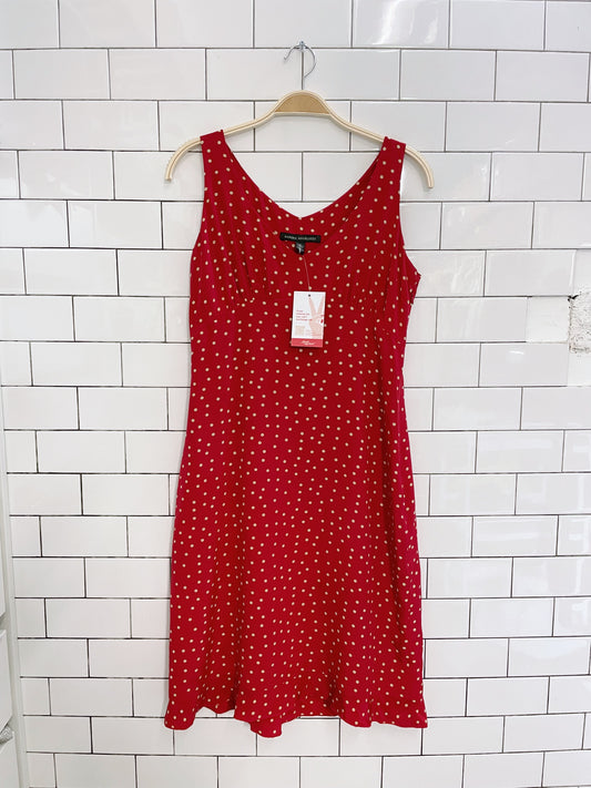 sandra angelozzi silk red polka dot midi dress