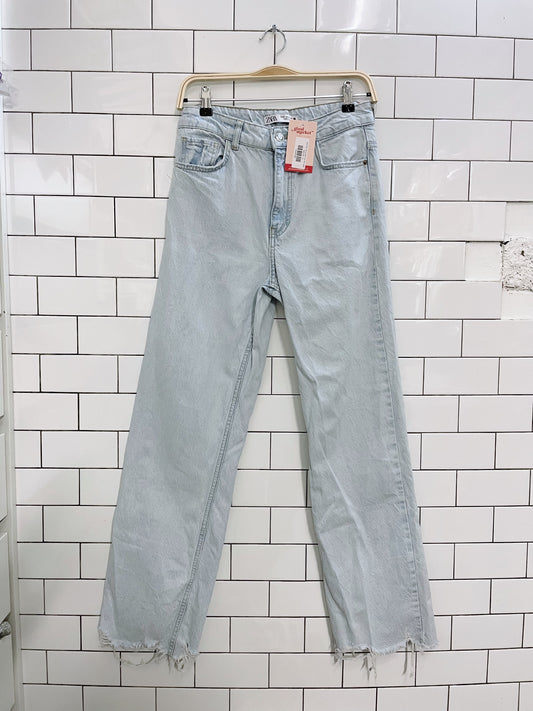 zara high rise straight raw hem jeans