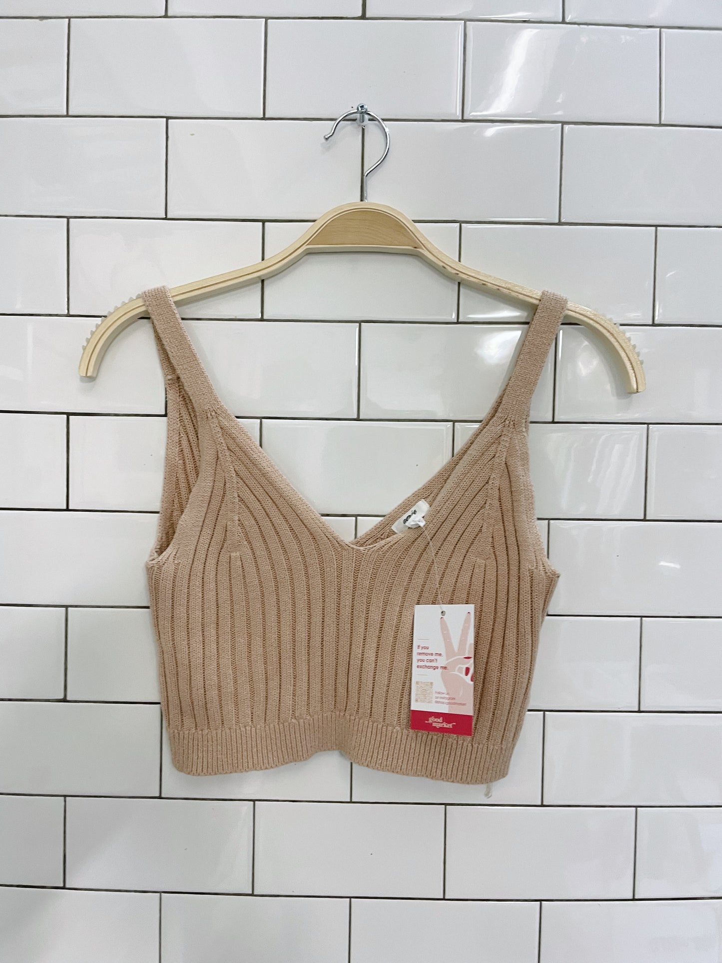 aerie ribbed knit tan crop tank