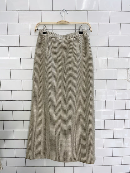 2-piece wool herrinbone cape and midi wrap skirt set