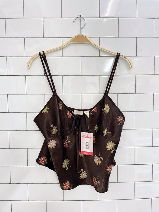 vintage 00s la senza floral satin crop tank