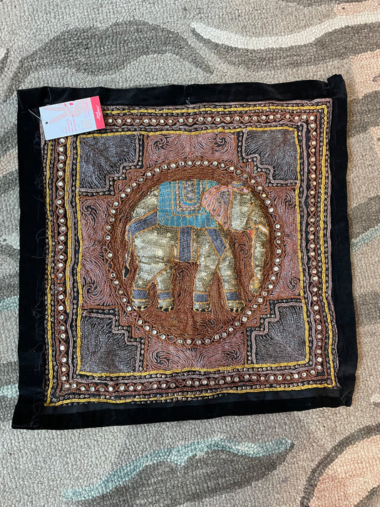 vintage kalaga burmese elephant velvet wall art