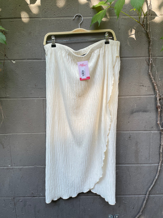 vintage sue blue gold trim crinkle midi skirt