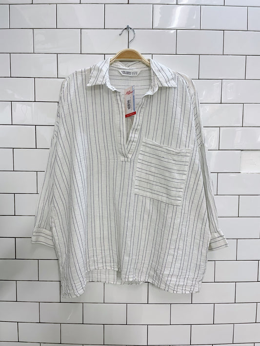zara oversized gauzy cotton beach shirt