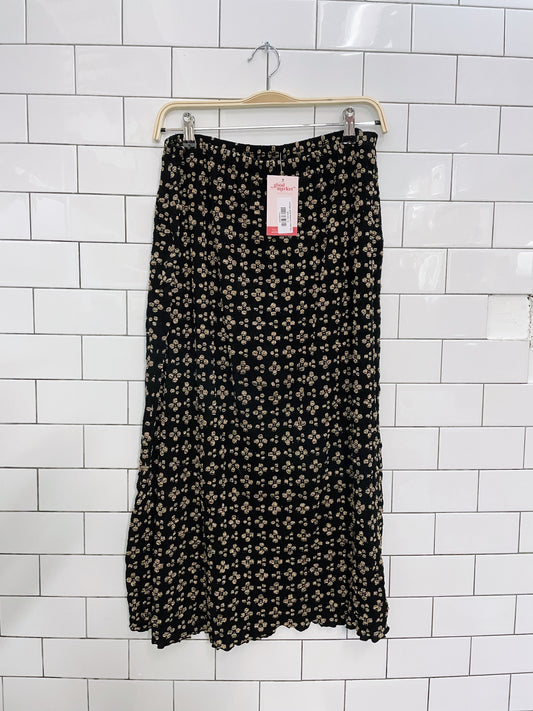 vintage gold flowers midi skirt