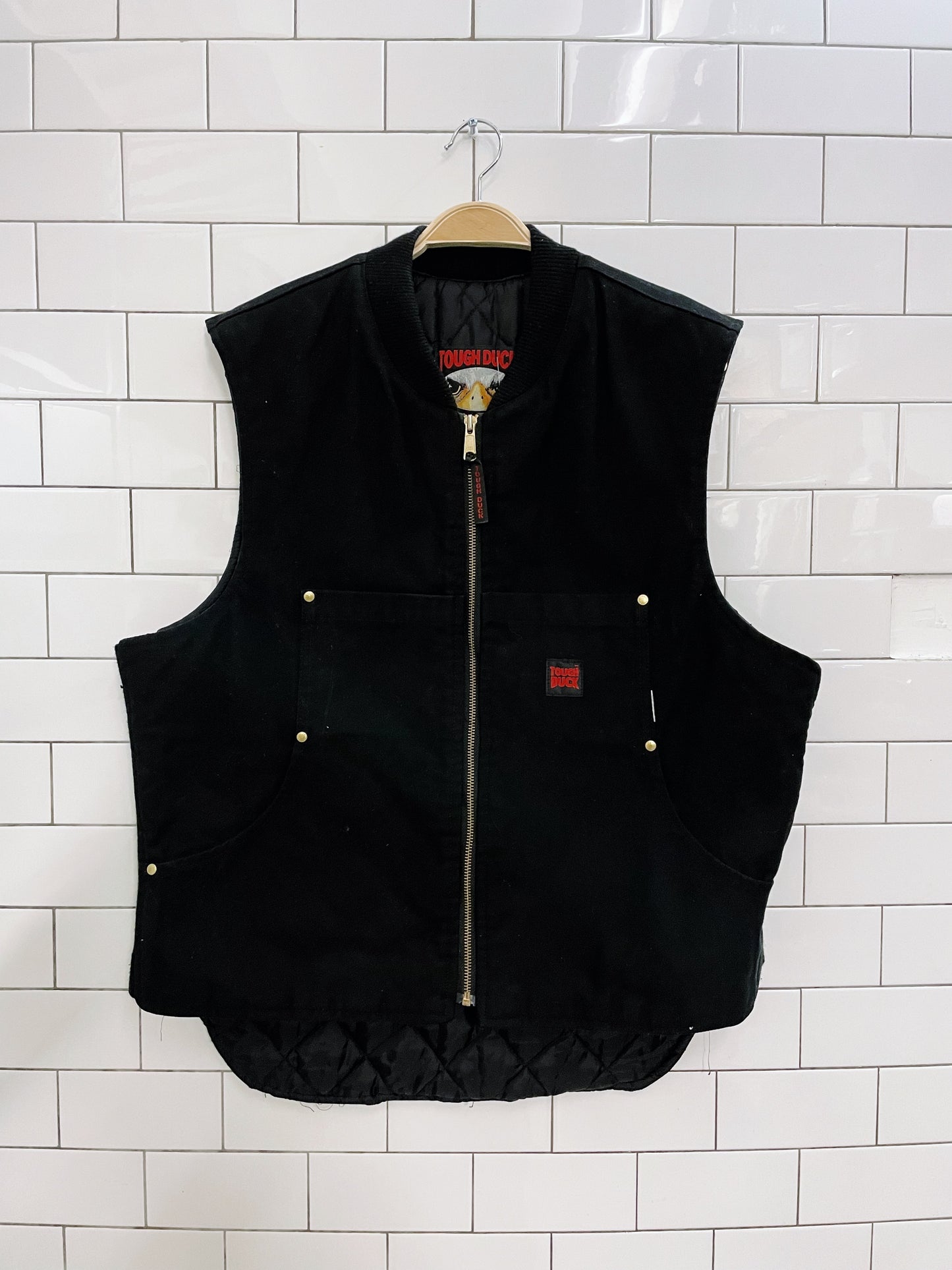tough duck black twill vest