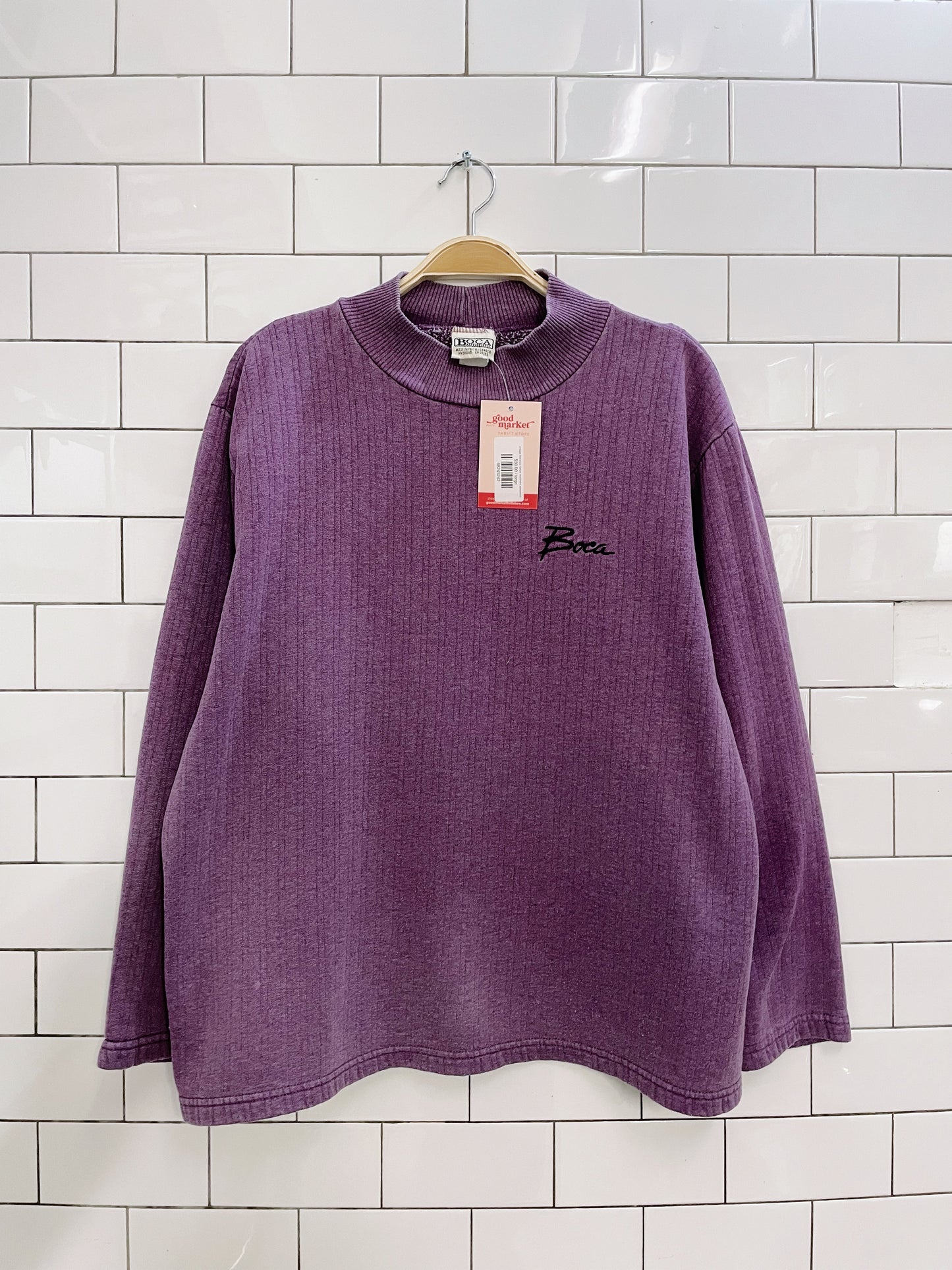 vintage 90s boca ribbed mockneck sweatshirt