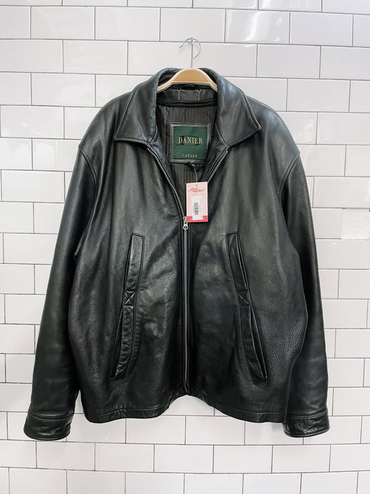 danier heavy leather lined minimal short jacket