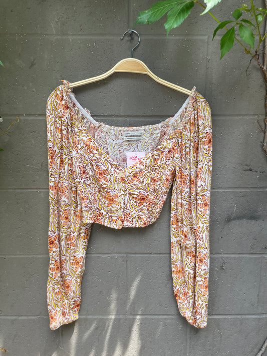urban outfitters long balloon sleeve floral top