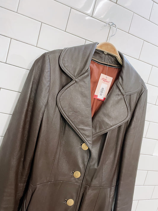 vintage trojan leather belted trench coat