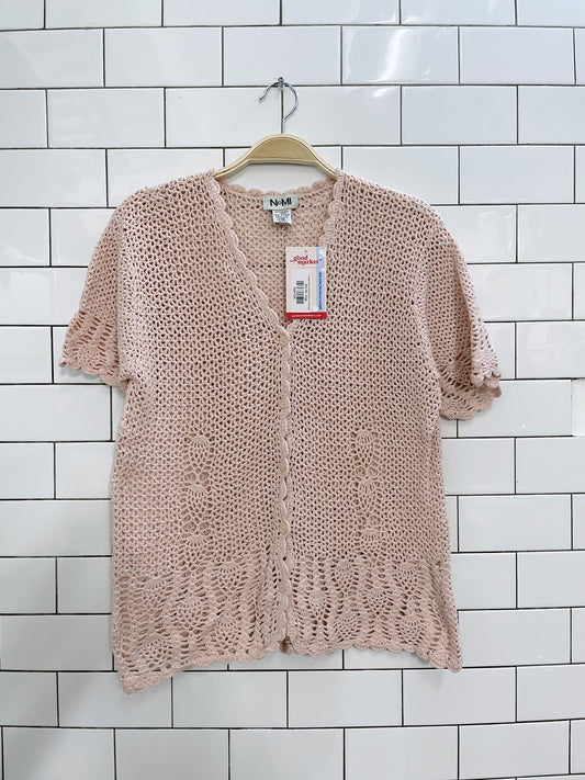 vintage nomi cotton crochet ss knit cardi