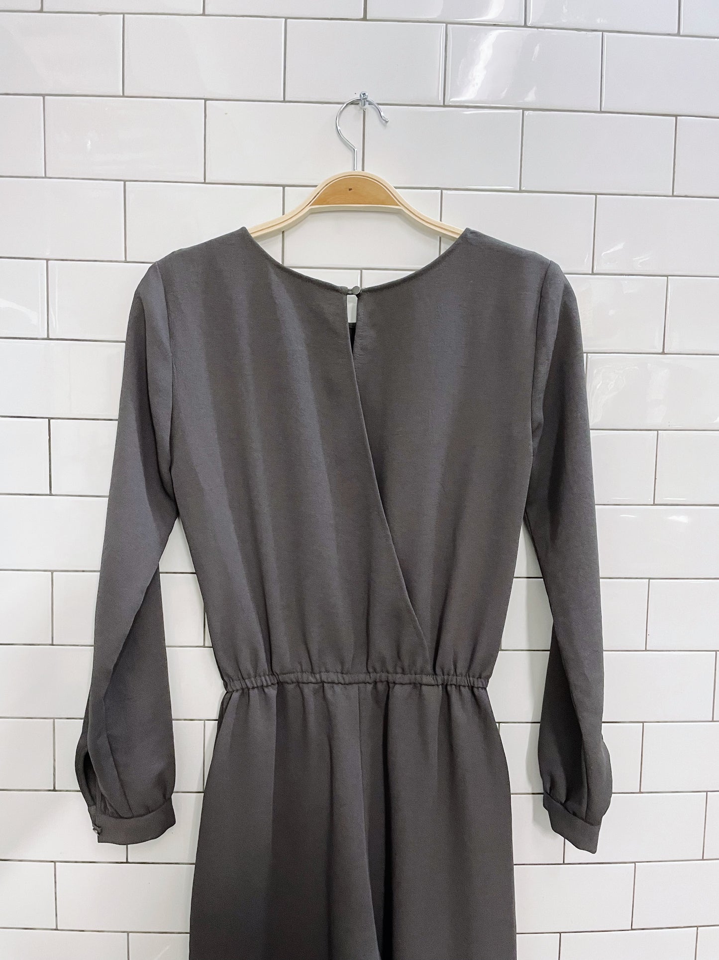 wilfred grey long sleeve open back jumpsuit