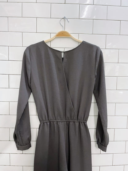 wilfred grey long sleeve open back jumpsuit